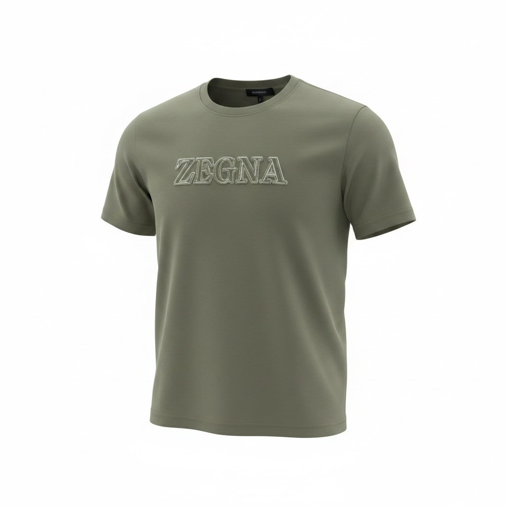 ZEGNA Olive Green Logo T-Shirt 🫒✨ Premium Minimal Fit