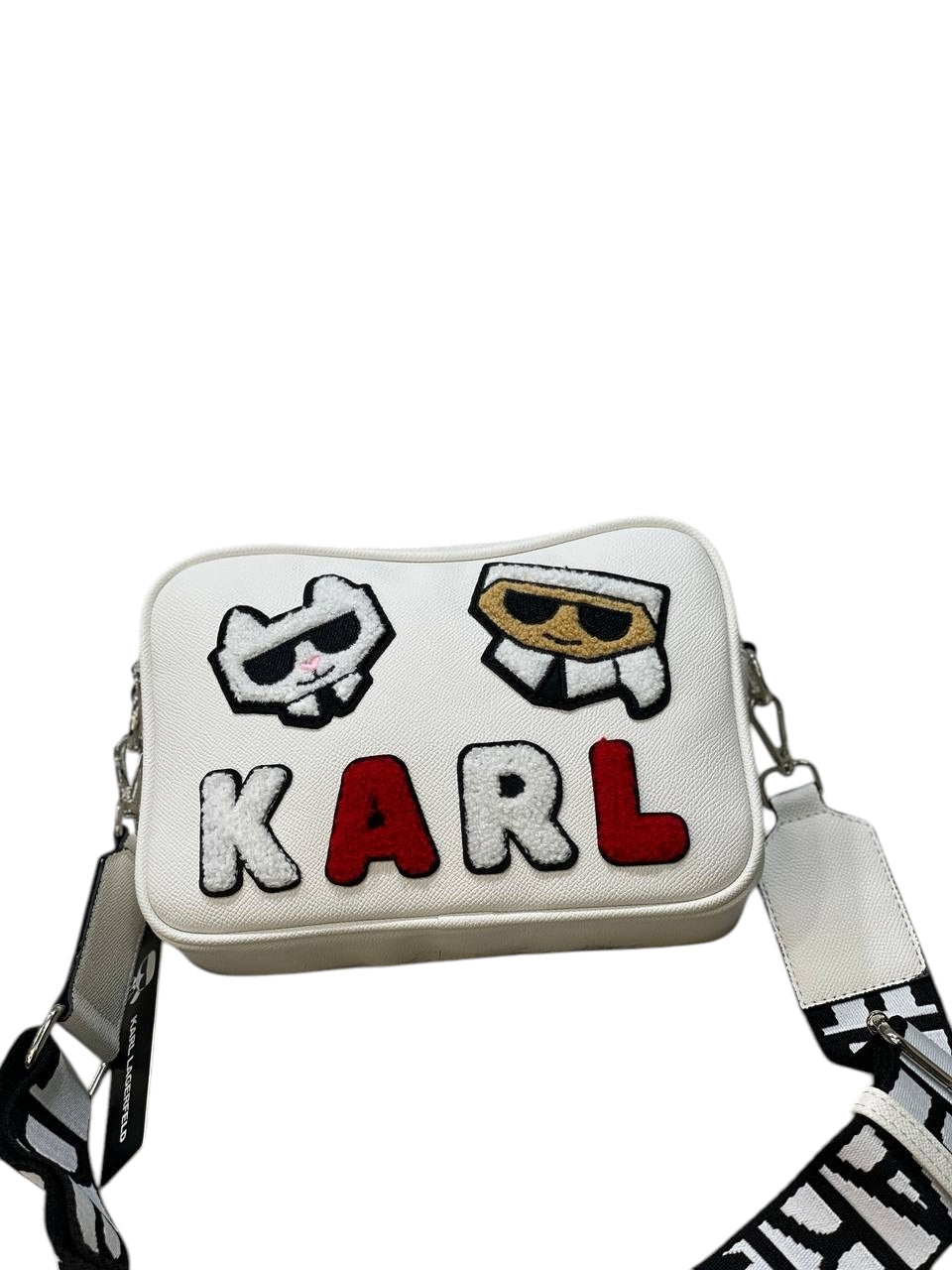 Karl Lagerfeld Crossbody Bag with Fuzzy Logo and Iconic Characters