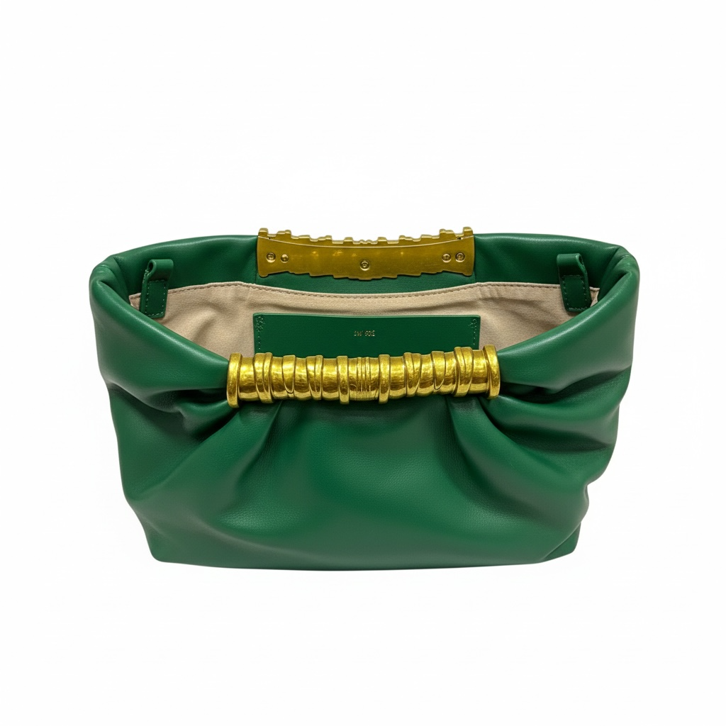 JW PEI Ruched Clutch Bag โ Emerald Green ๐โจ | Modern Statement Elegance