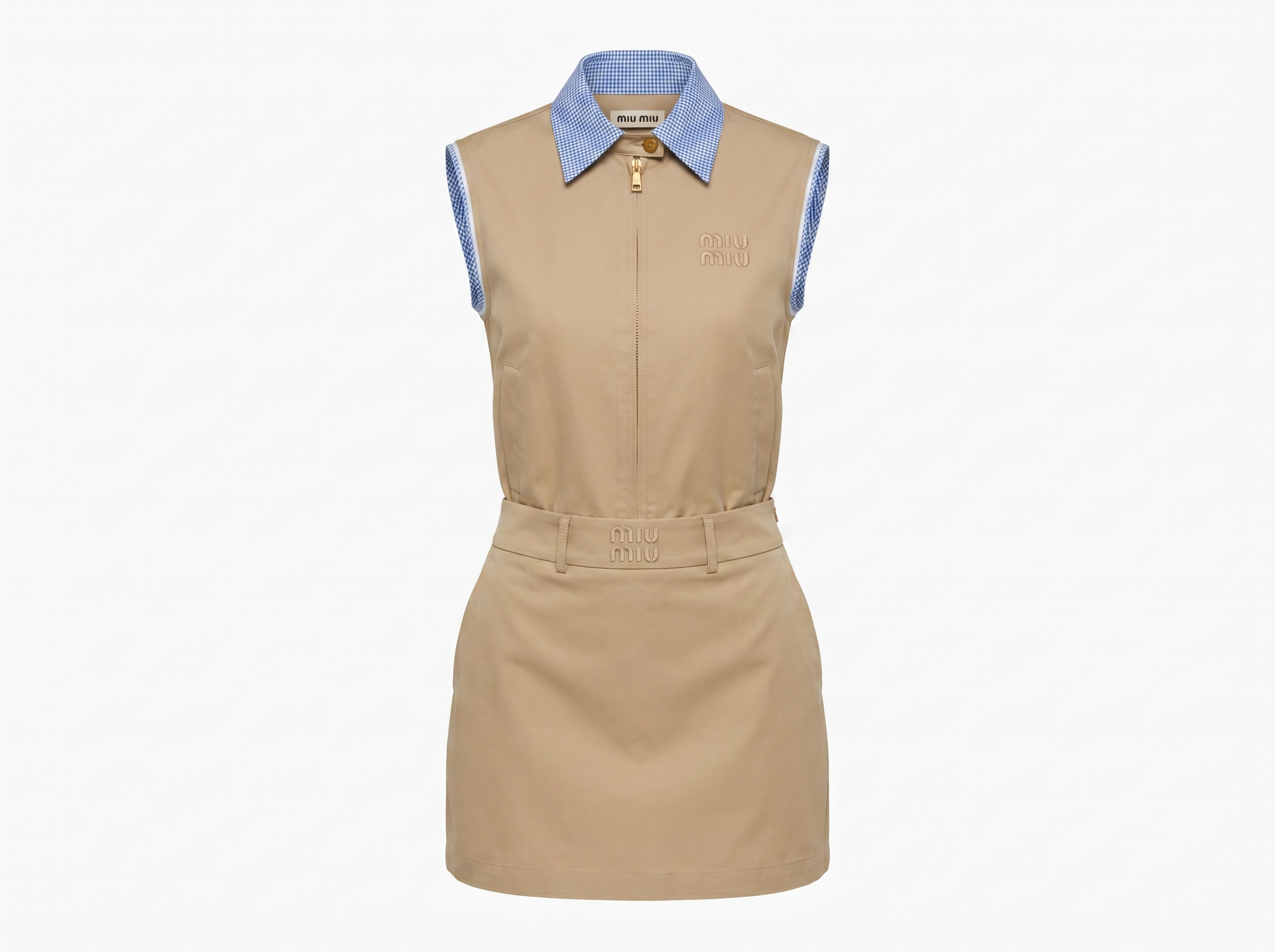 🤎 Miu Miu Beige Sleeveless Zip Two-Piece Set ✨