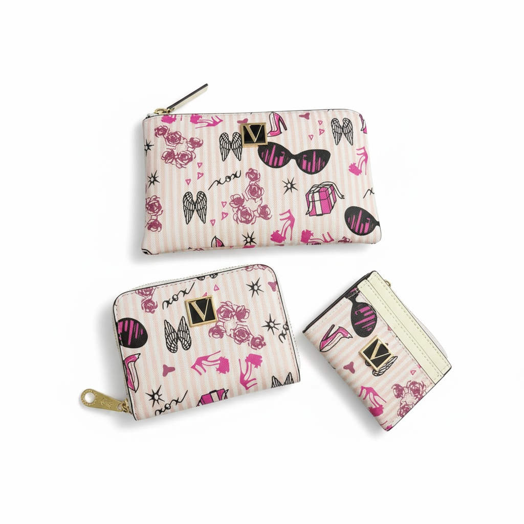 💗 Victoria’s Secret Pink Icon Print Wallet & Card Holder Set ✨