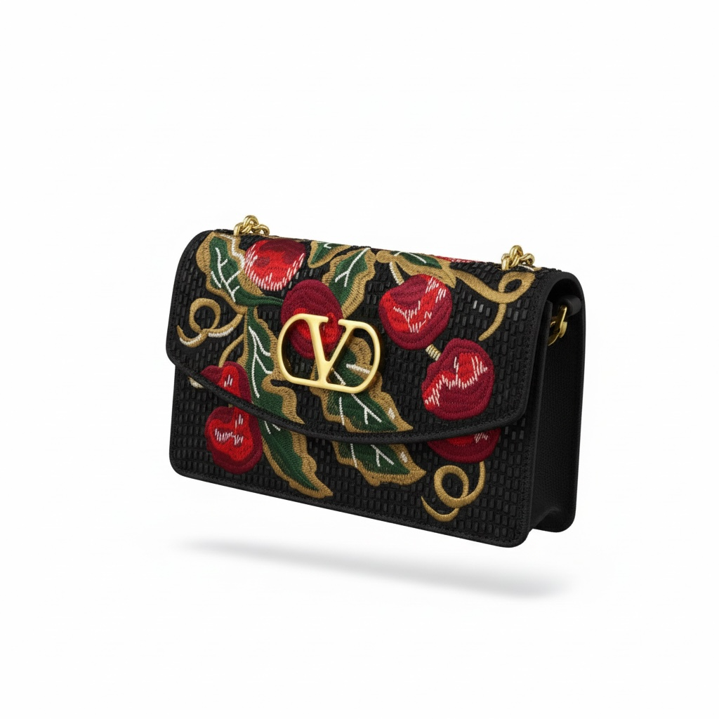 Valentino Handmade Embroidered Rose Chain Bag 🌹✨