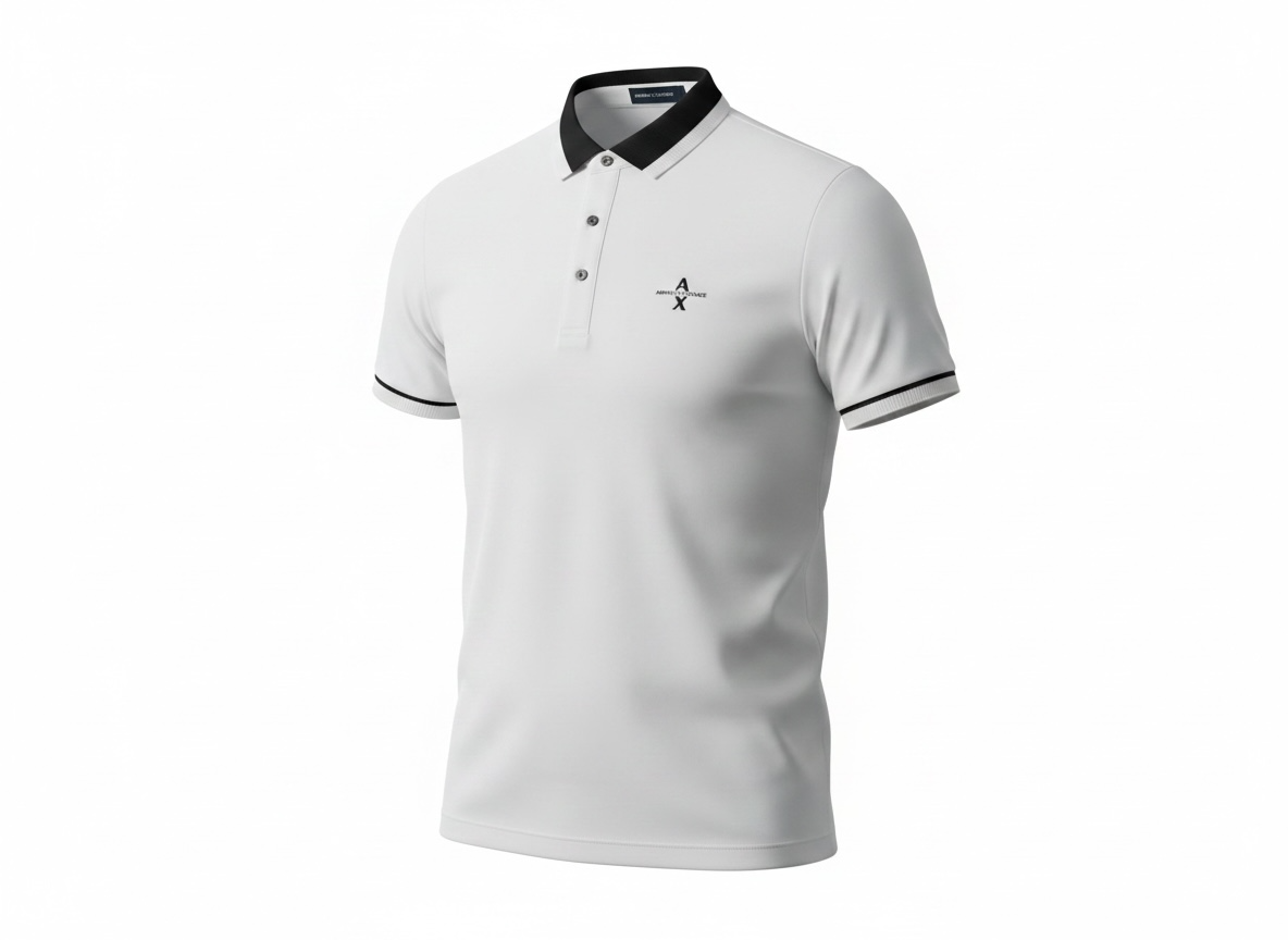 Armani Exchange White Polo Shirt 🤍🖤 Clean Contrast Essential