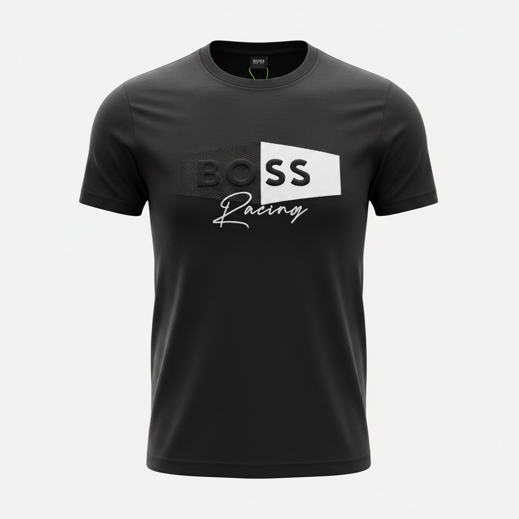 HUGO BOSS Racing Black Graphic T-Shirt ๐ค๐ Sport Luxe Edition