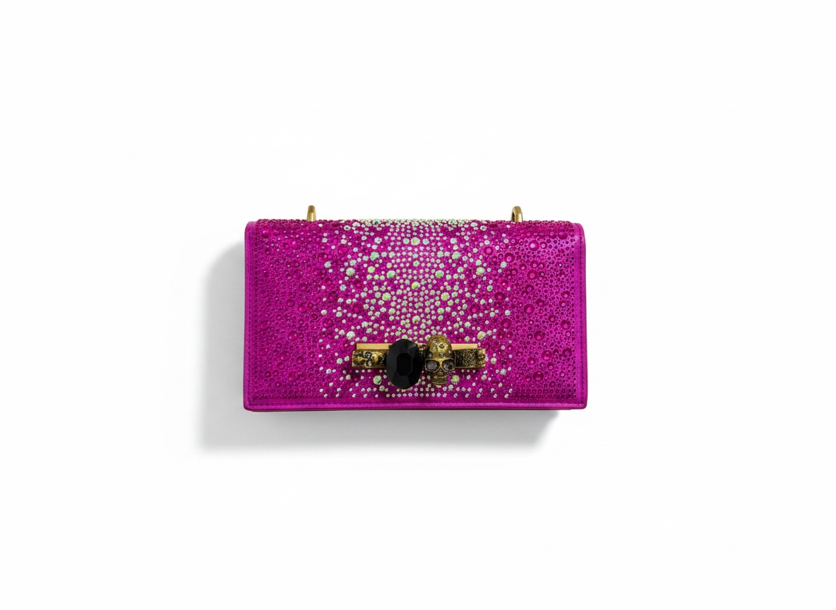 Alexander McQueen Fuchsia Crystal Skull Clutch 💖✨☠️