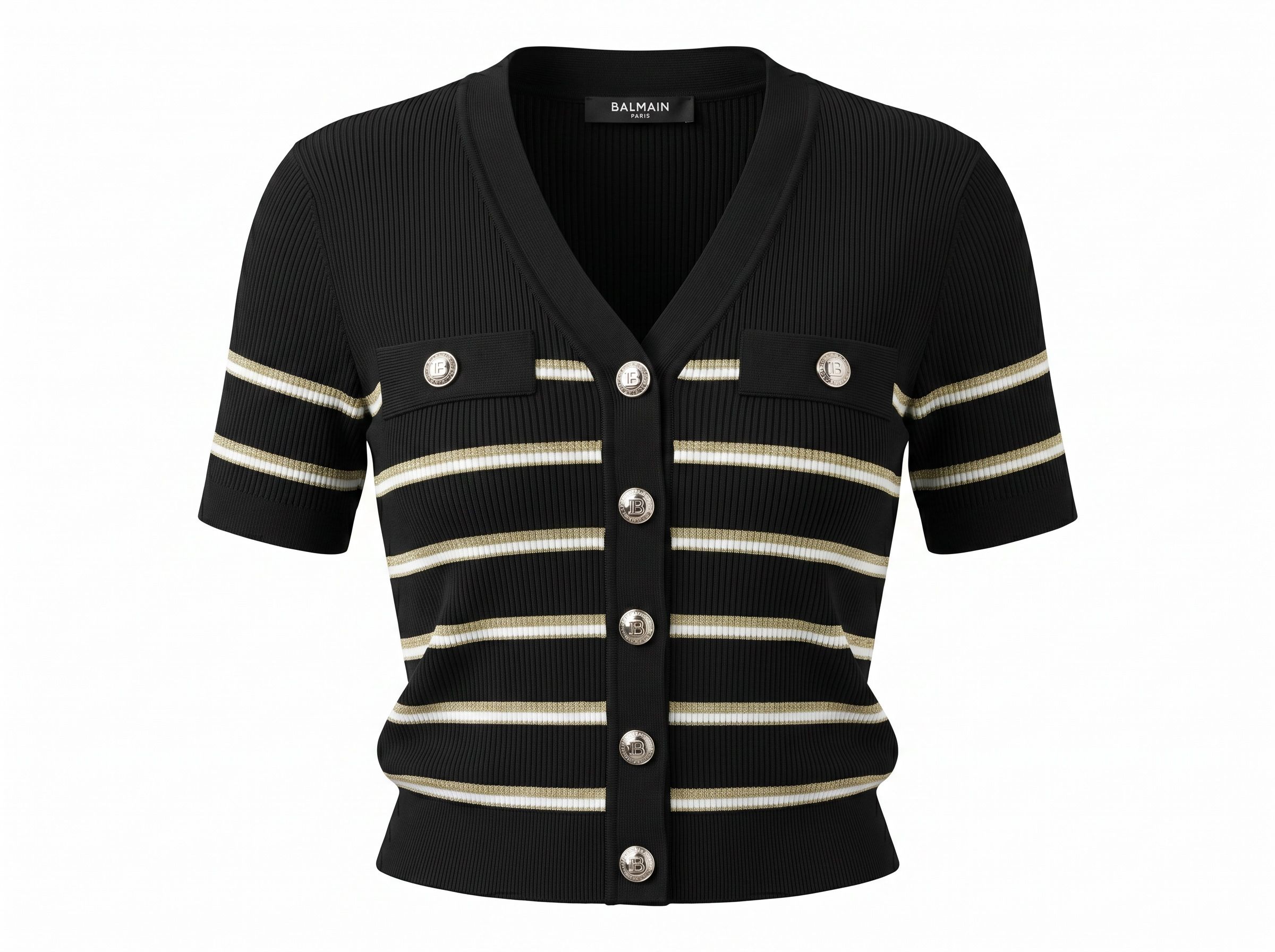 🖤 Balmain Striped Ribbed Knit Cardigan ✨