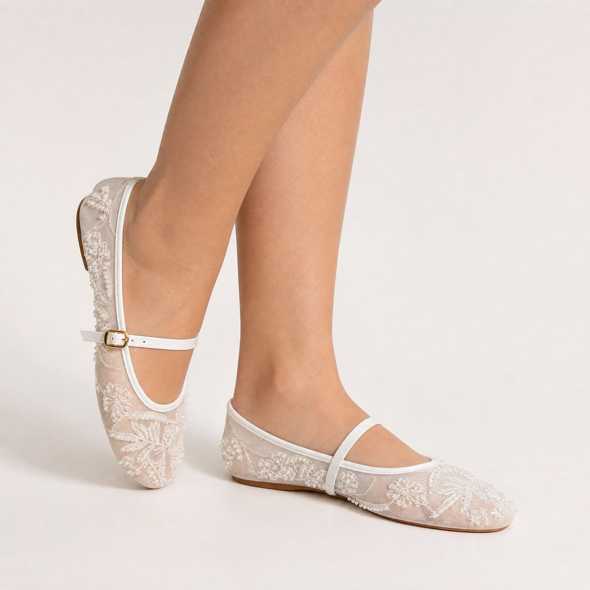 Zara Pearl Embroidered Mesh Mary Jane Flats ✨🤍