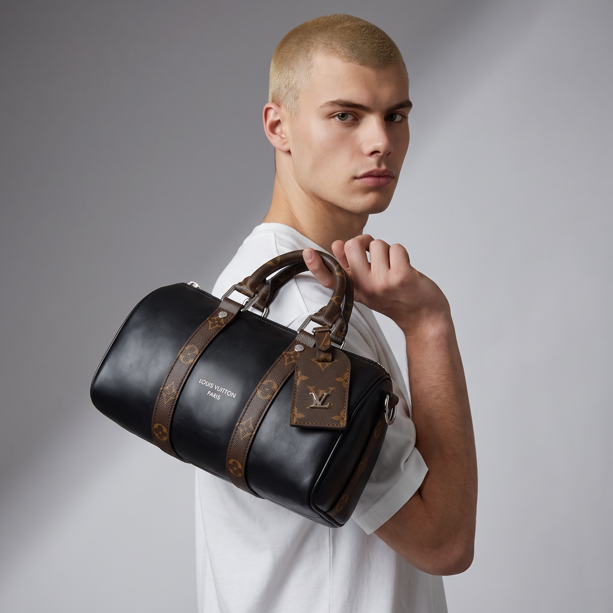 🖤👜 Louis Vuitton Keepall Bandoulière 25 – Black Leather Edition ✨