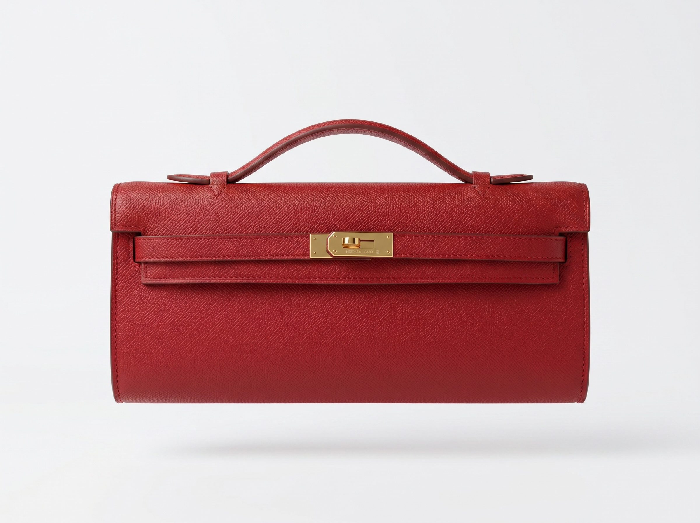 🔴 Hermès Red Leather Kelly Style Clutch