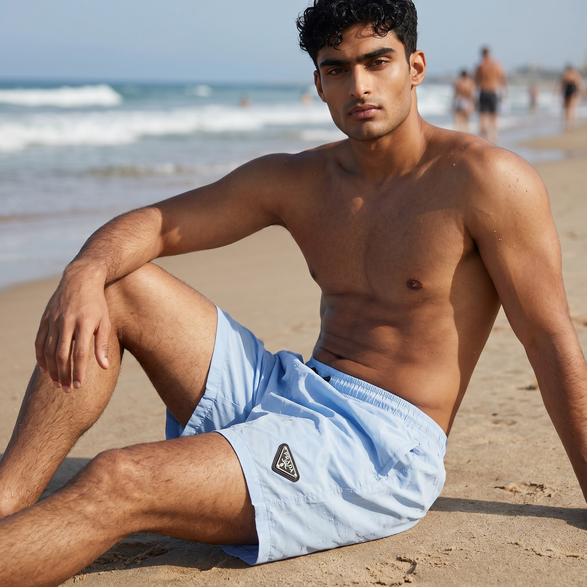 ❄️🌊 Prada-Inspired Ice Blue Luxury Swim Shorts – Premium Summer Collection ☀️🏖️