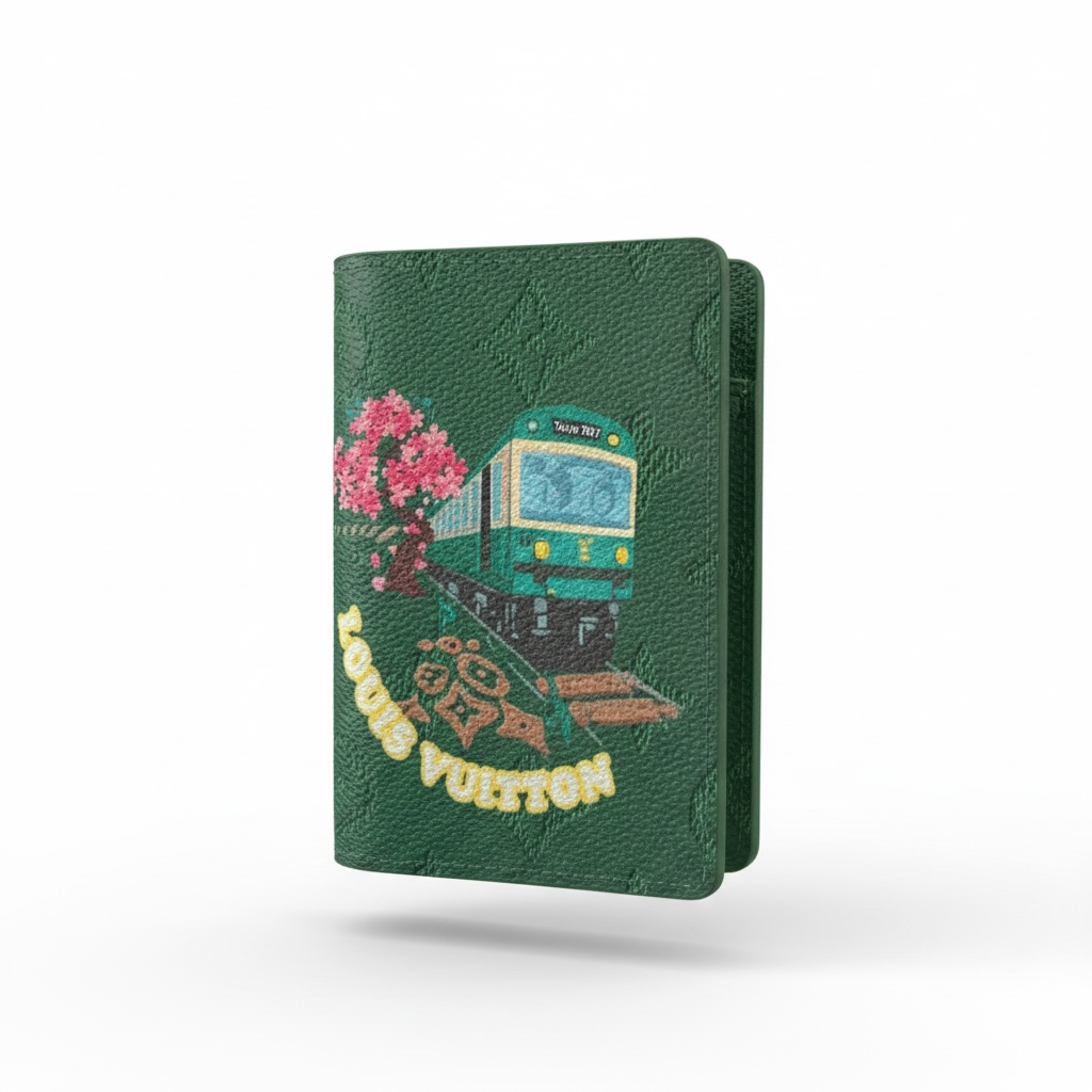 Louis Vuitton Style Green Graphic Passport Holder Wallet 💚✨