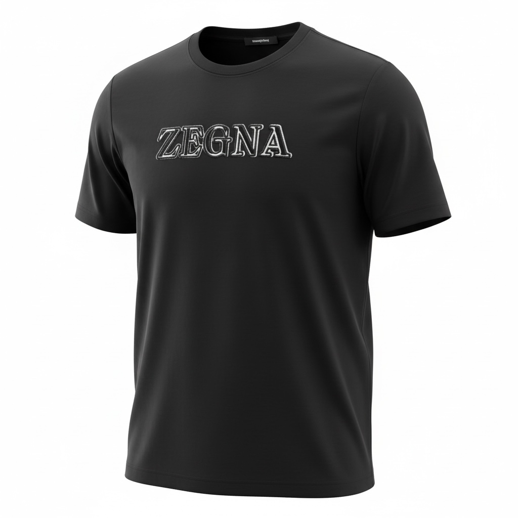 ZEGNA Signature Black Logo T-Shirt 🖤✨ Premium Minimal Style