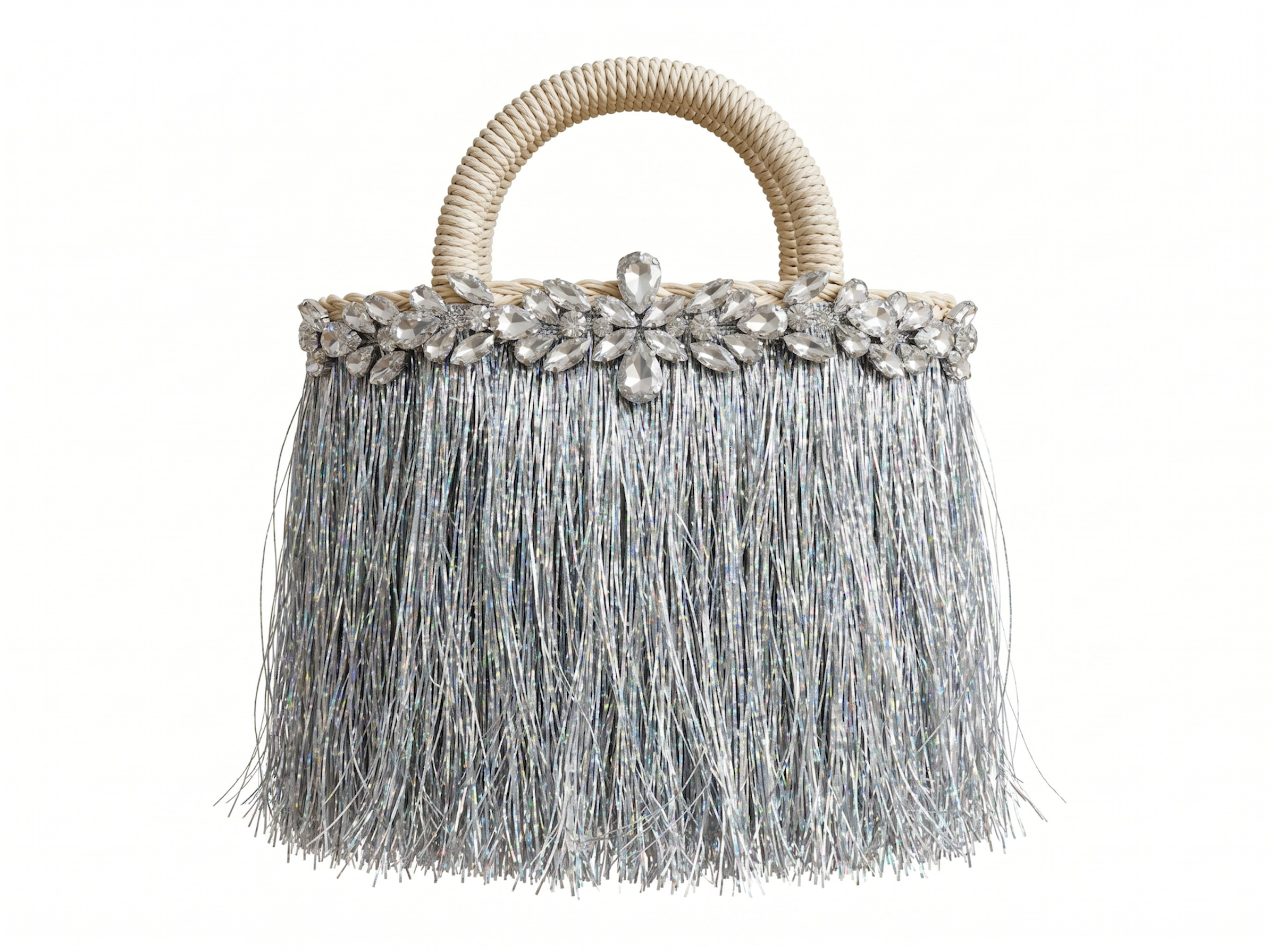 Crystal Fringe Beach Tote Bag ✨🤍🏖️