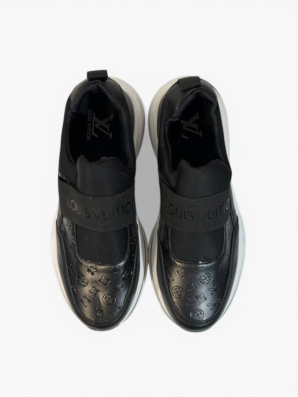 Louis Vuitton Black Monogram Slip-On Sneakers 🖤✨ Luxury Comfort Fit