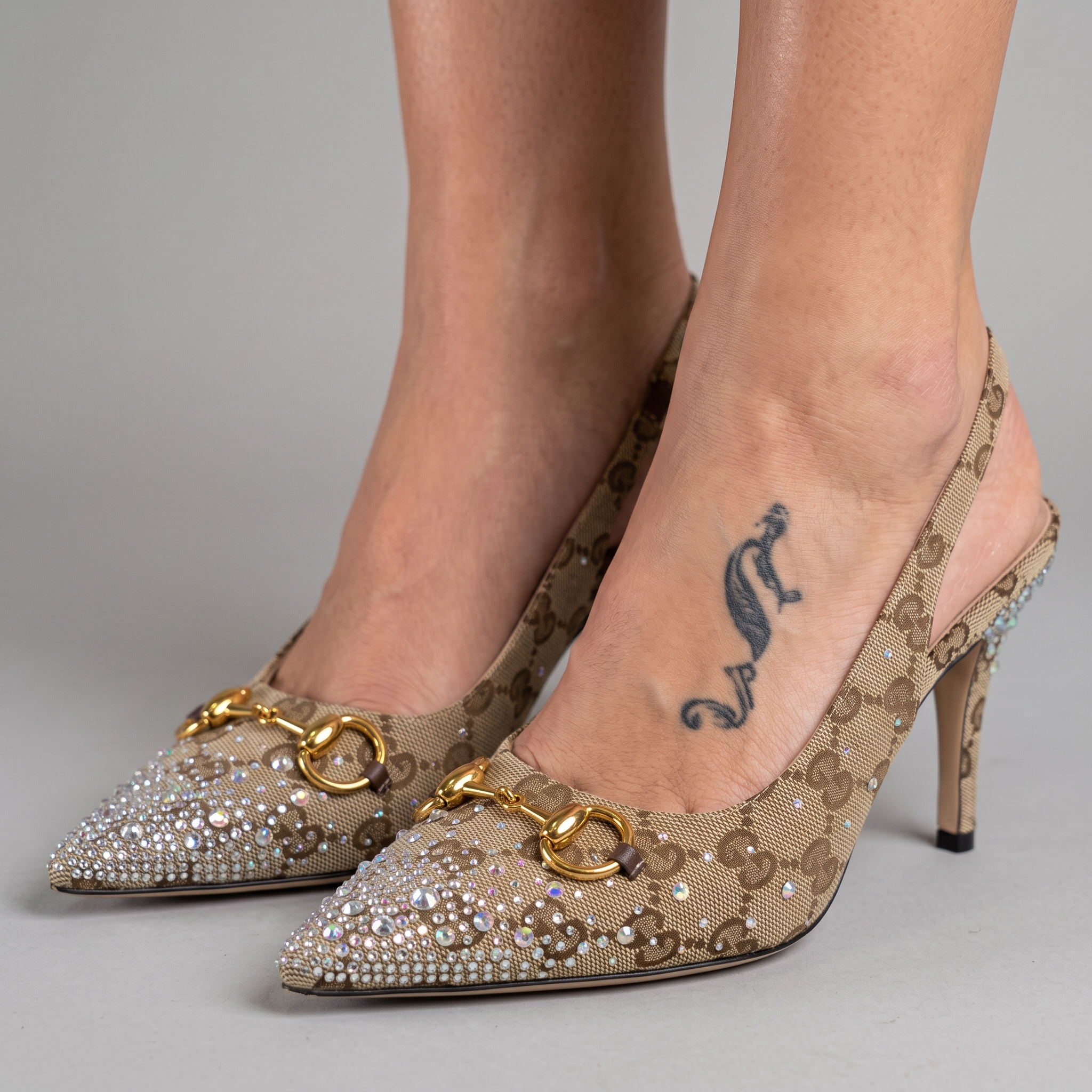 ✨ Gucci Crystal Horsebit Slingback Pumps