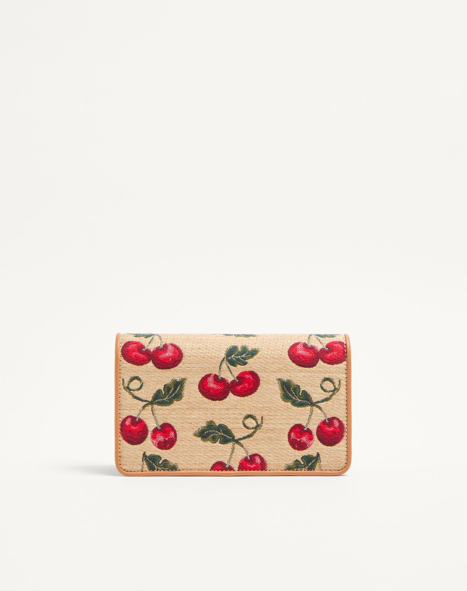 🍒 Valentino Cherry Embroidered Shoulder Bag – Ivory & Tan