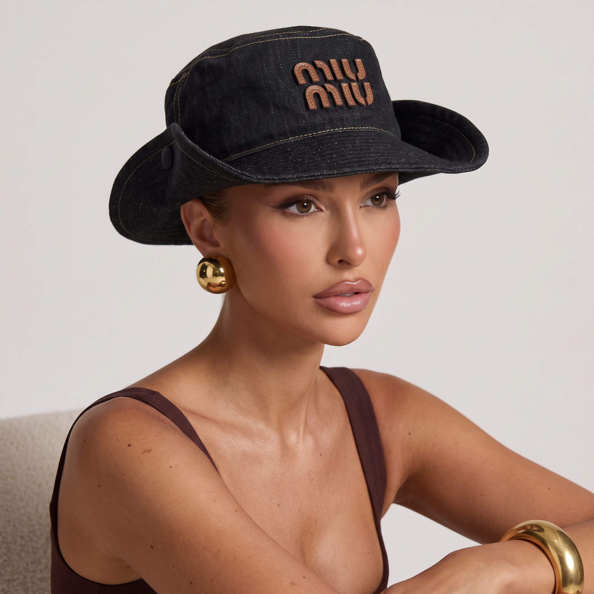 👒 Miu Miu Black Denim Hat – High-Fashion Meets Street Edge 🖤👠