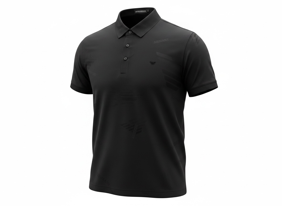 Emporio Armani Black Pattern Polo ๐คโจ Tonal Monogram Edition