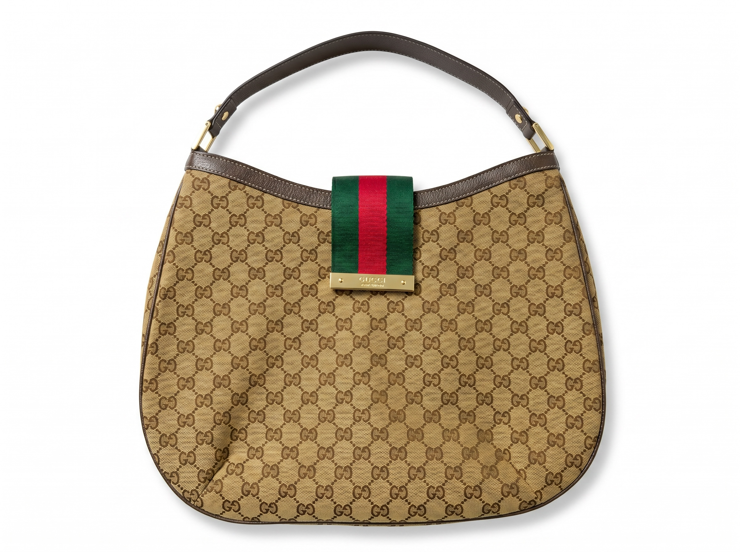 👜 Gucci GG Supreme Web Stripe Hobo Bag – Classic Beige Monogram 👜