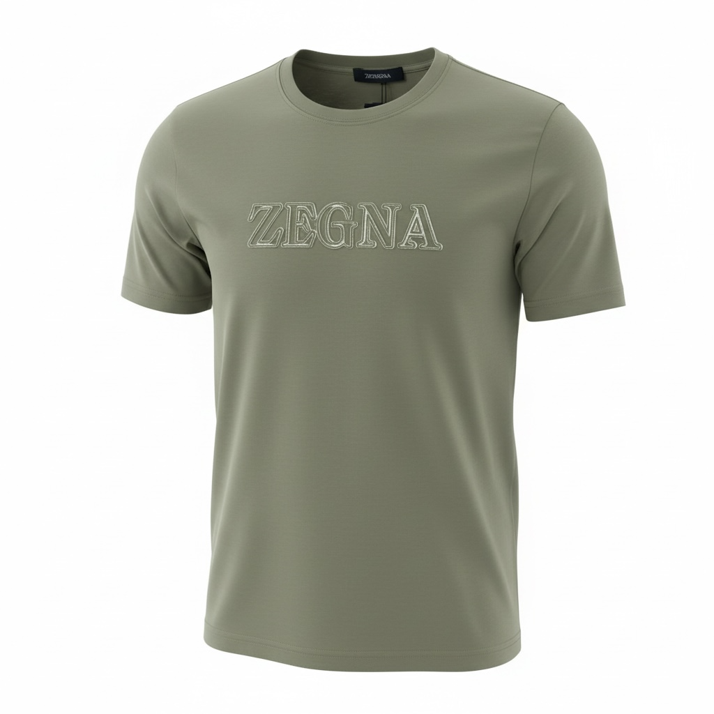 ZEGNA Olive Green Logo T-Shirt 🫒✨ Premium Minimal Fit