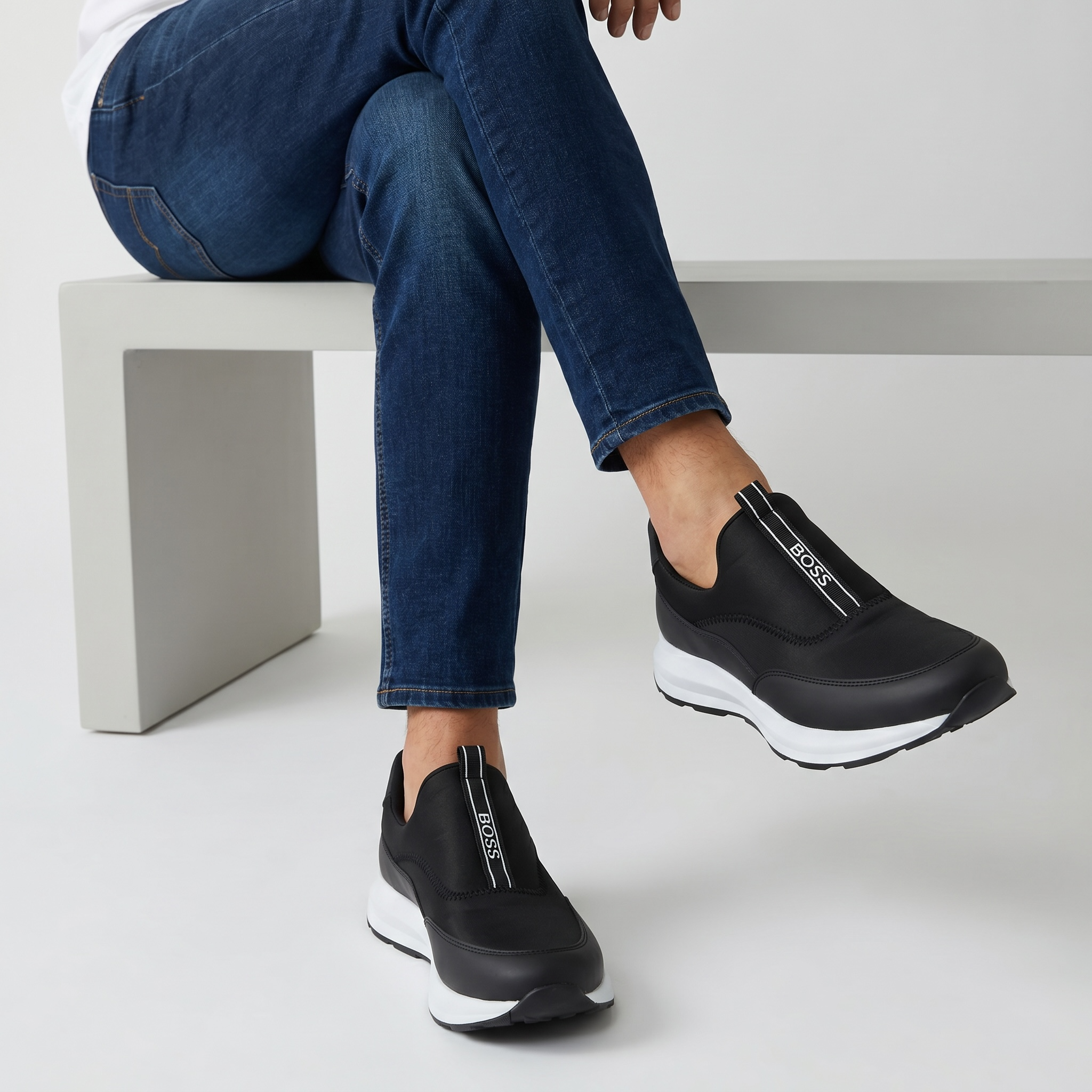 BOSS Minimalist Slip-On Sneakers ⚫⚪