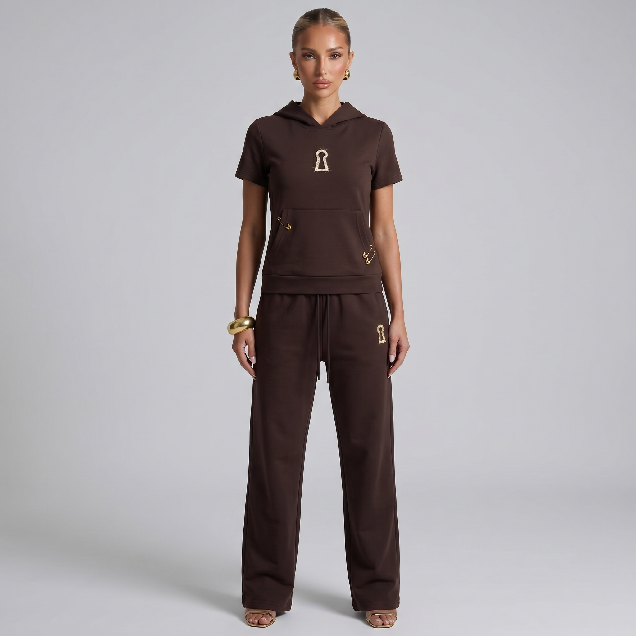 Schiaparelli Chocolate Brown Keyhole Tracksuit Set 🤎🔑✨🔥