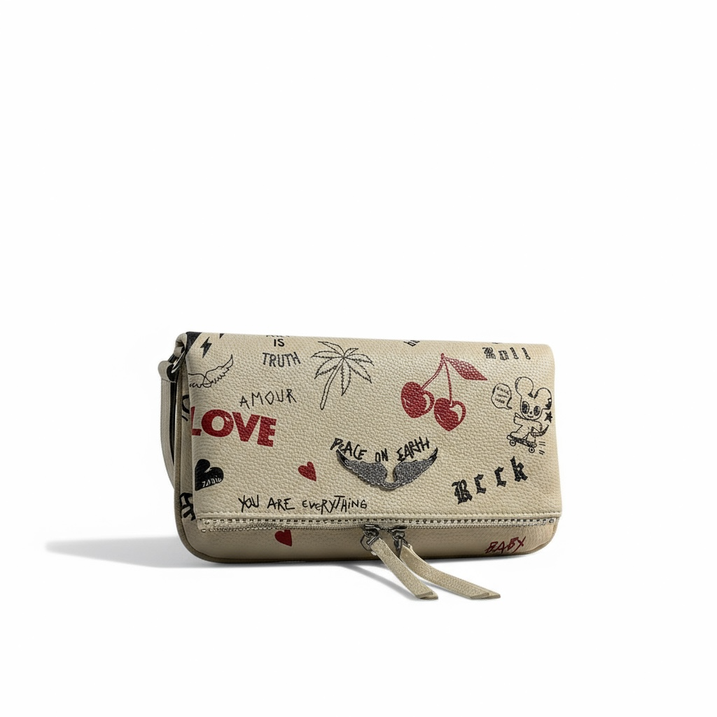 Zadig & Voltaire Graffiti Cream Clutch ✨🎨 | Playful Parisian Chic
