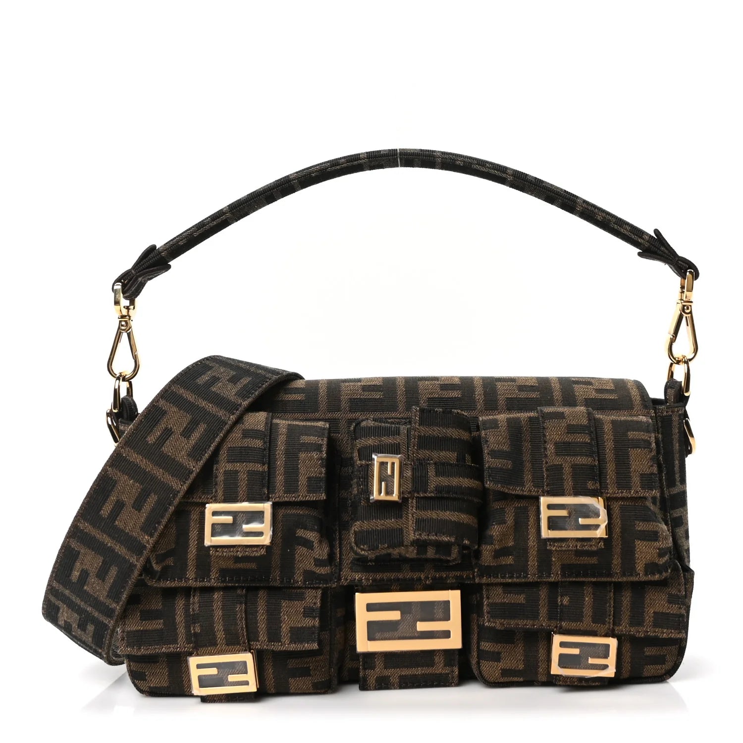 Fendi Baguette Multi-Pocket Bag – Monogram Canvas 🤎✨