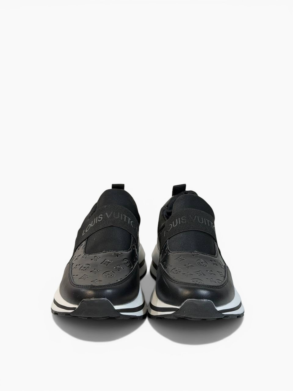 Louis Vuitton Black Monogram Slip-On Sneakers 🖤✨ Luxury Comfort Fit