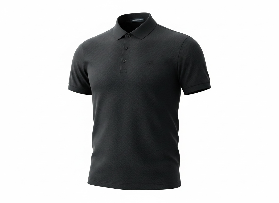 Emporio Armani Black Textured Polo Shirt ๐คโจ Sleek Luxury Essential