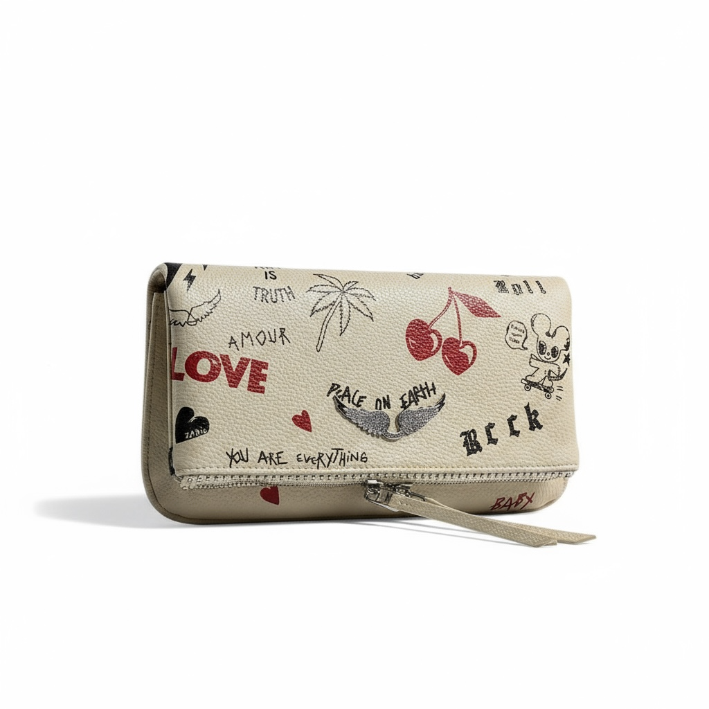 Zadig & Voltaire Graffiti Cream Clutch ✨🎨 | Playful Parisian Chic