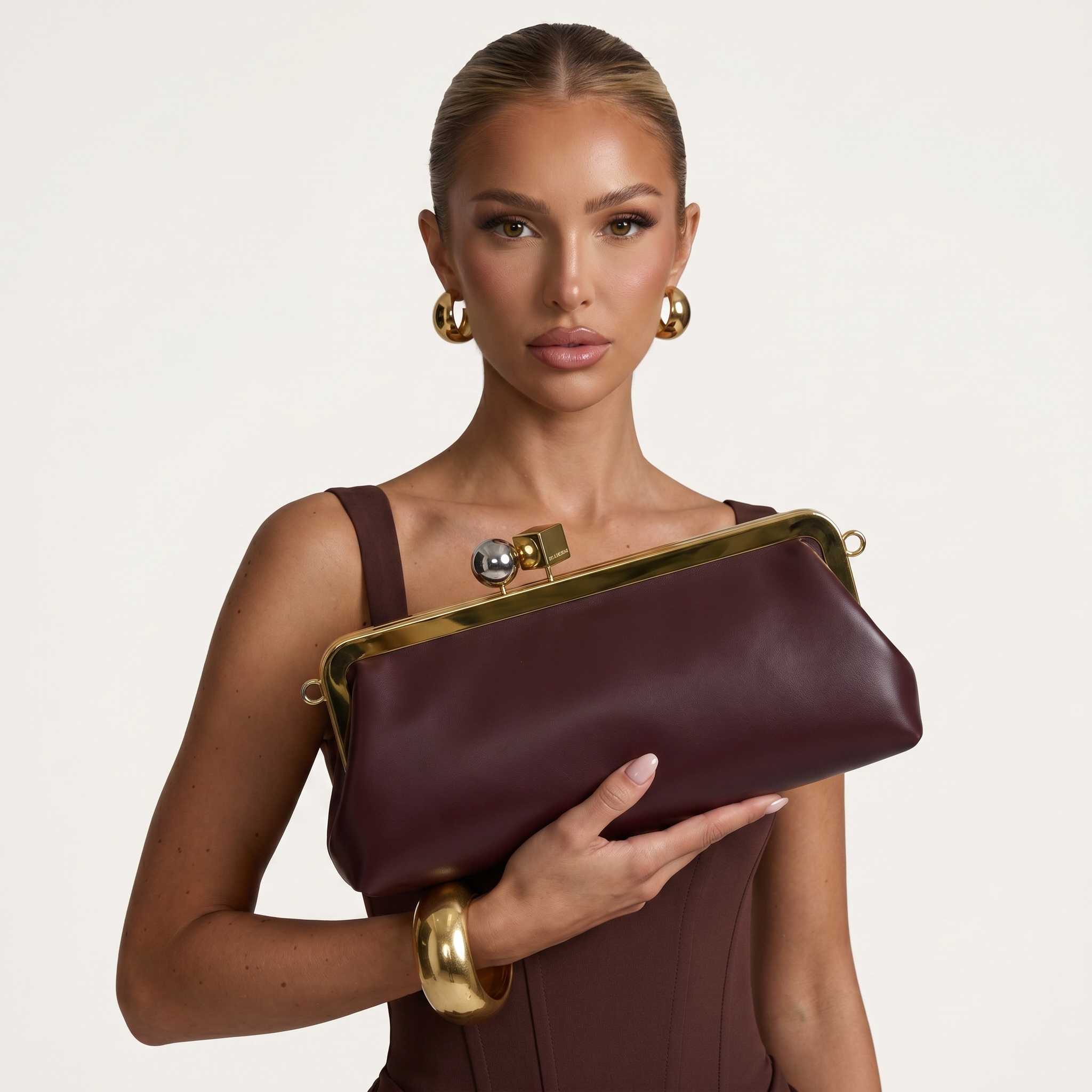 Jacquemus Bordeaux Leather Clutch Bag 🤎🍷✨