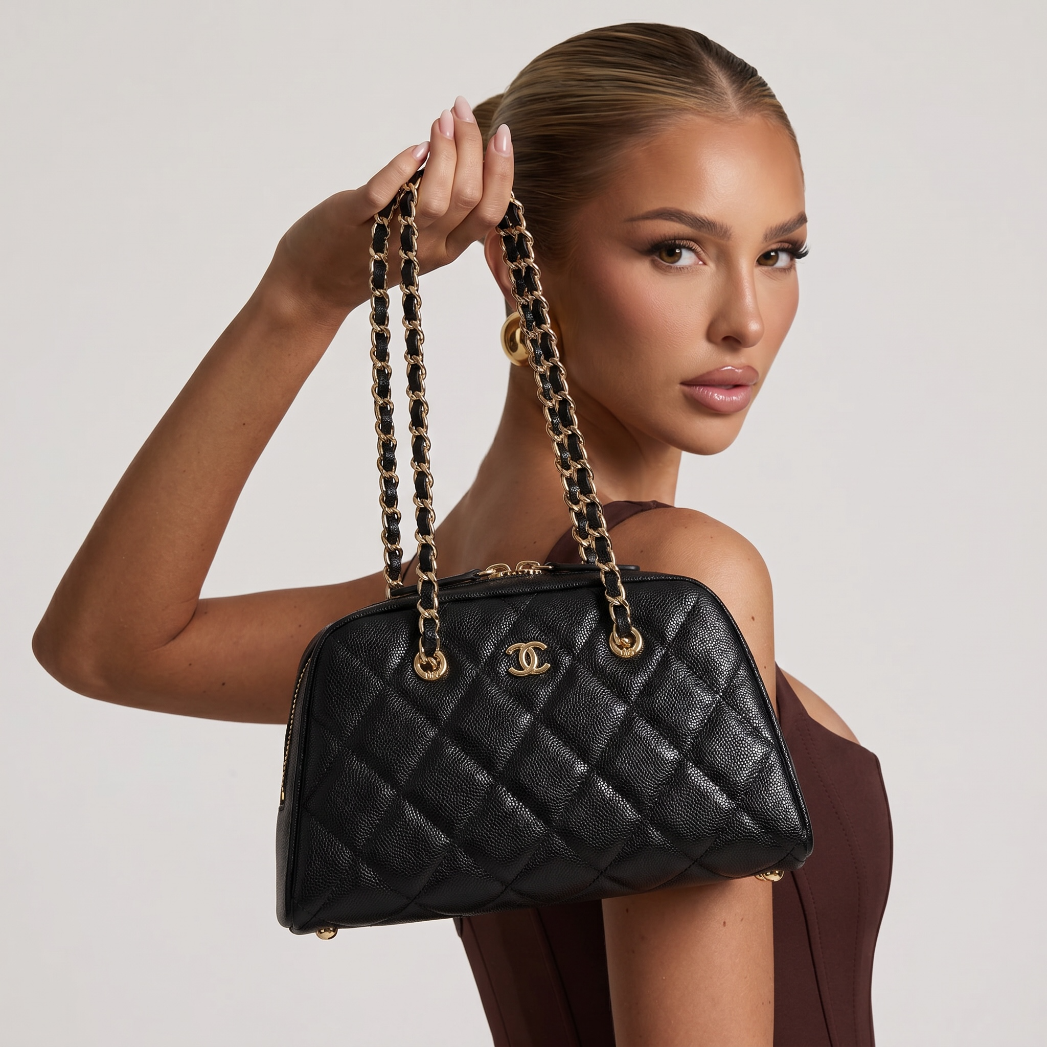 Chanel Quilted Chain Bowling Bag 🖤✨