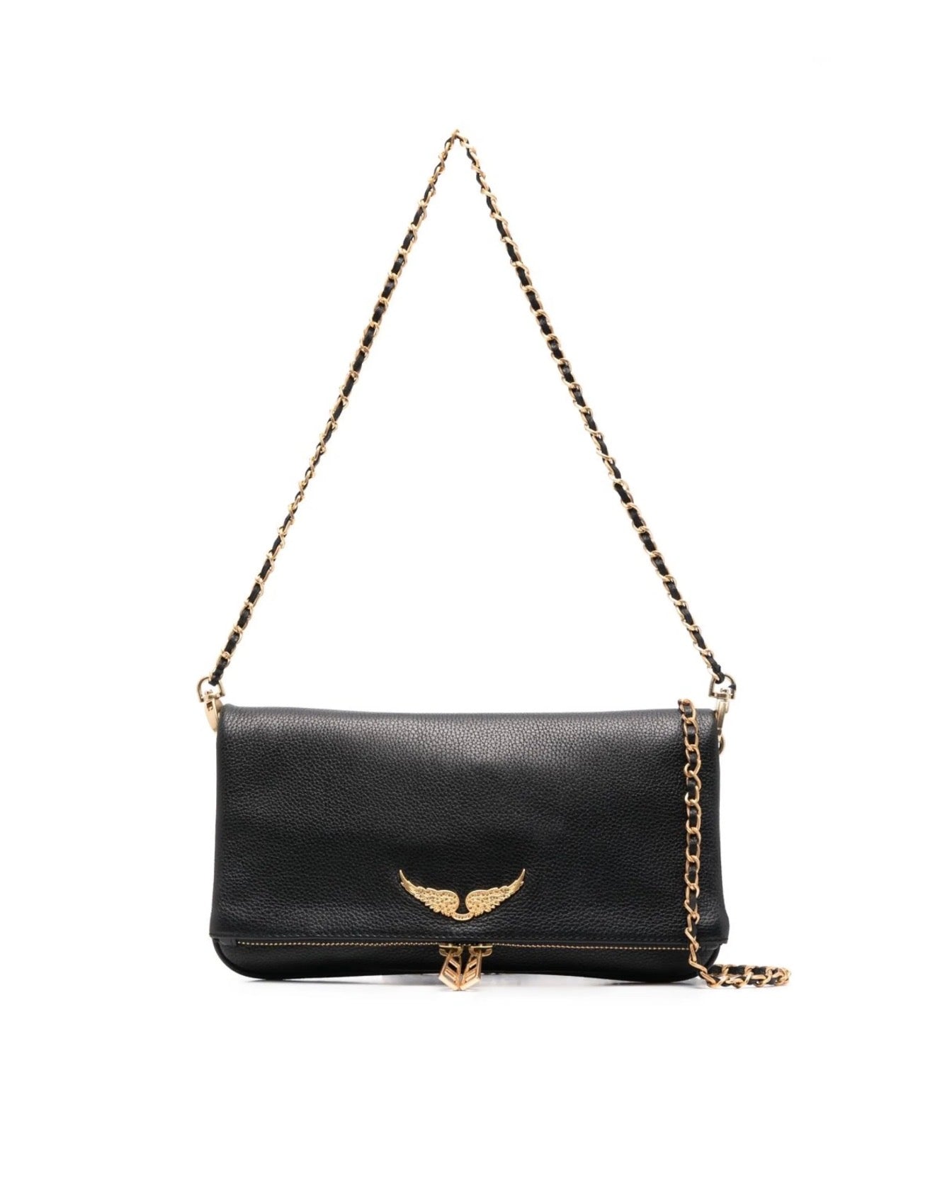 Zadig & Voltaire Foldover Clutch – Black Leather 🖤✨ | Iconic Rock-Chic Essential