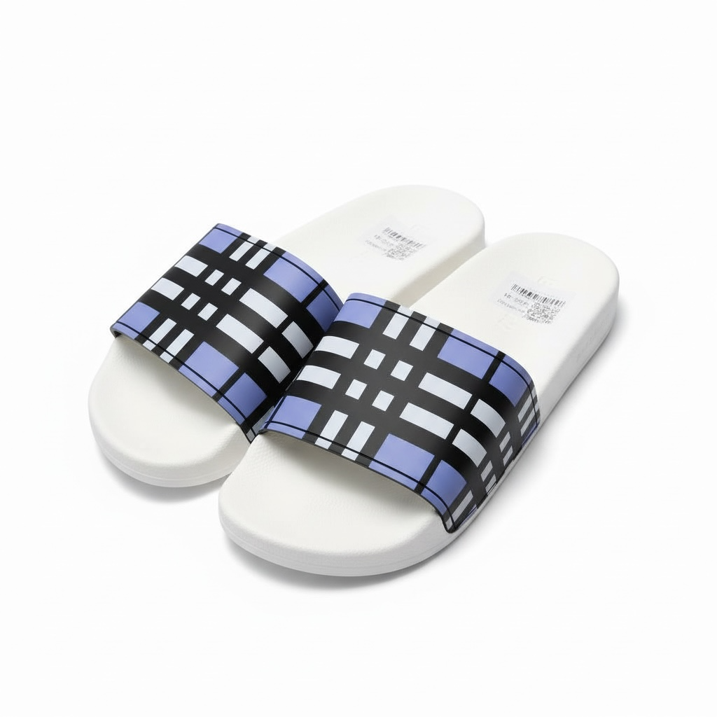 Burberry Check Slides – White & Lavender Edition 🤍💜