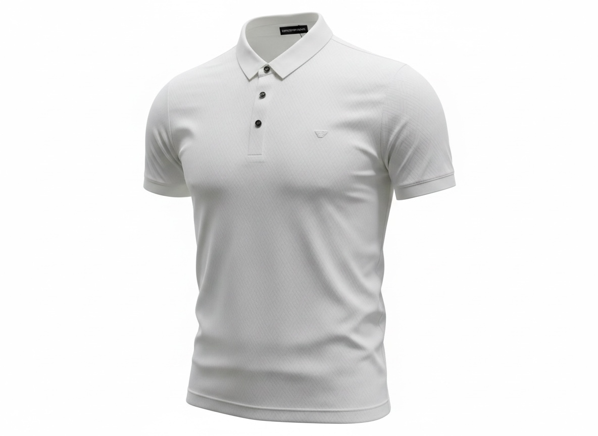 Emporio Armani White Textured Polo Shirt ๐คโจ Premium Signature Fit