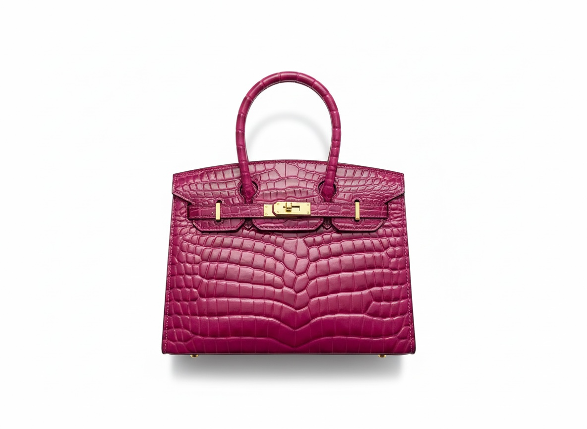 Hermès Birkin-Style Croc-Embossed Fuchsia Handbag 💖✨