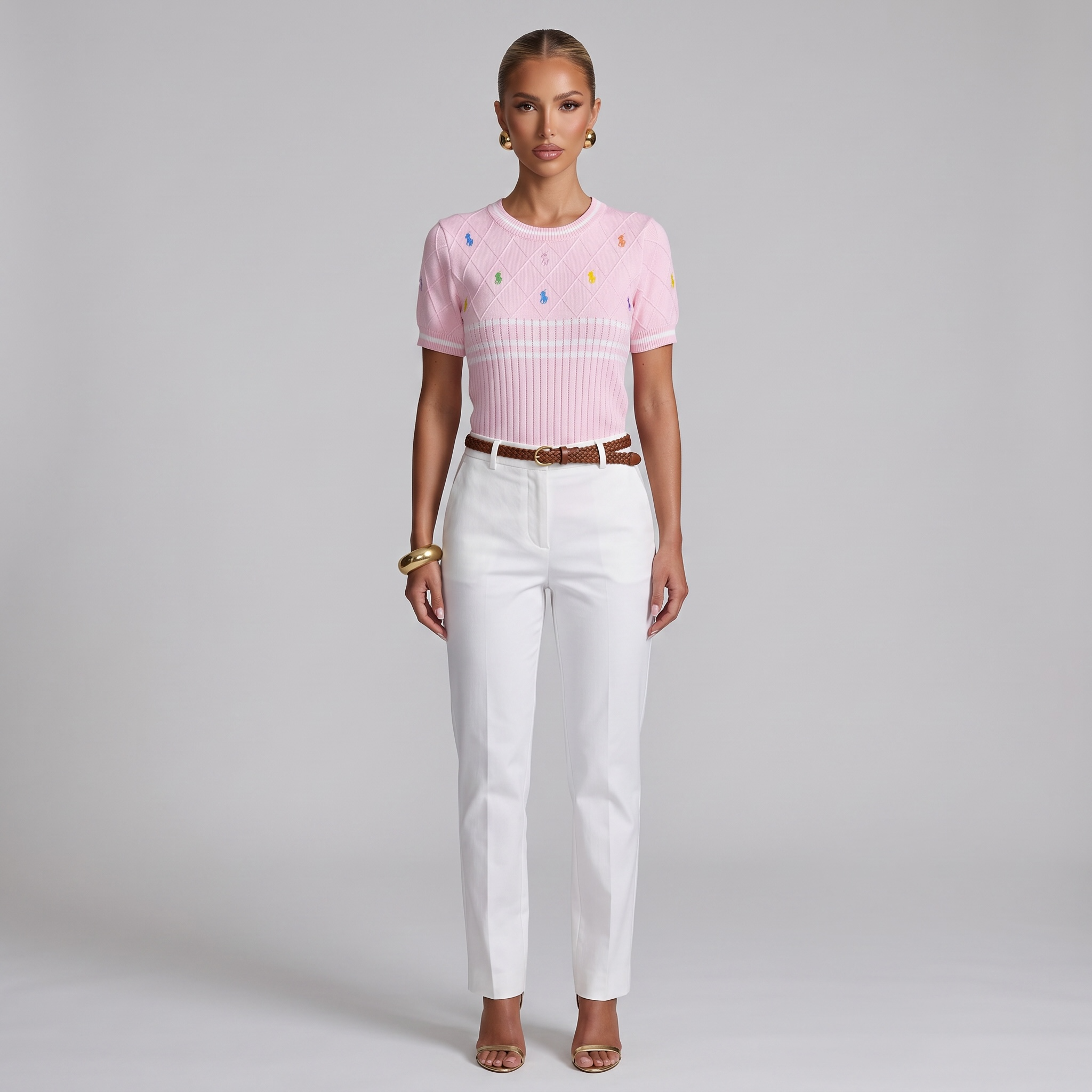 🩷 Polo Ralph Lauren Multicolor Pony Knit Top | Pink | One Size