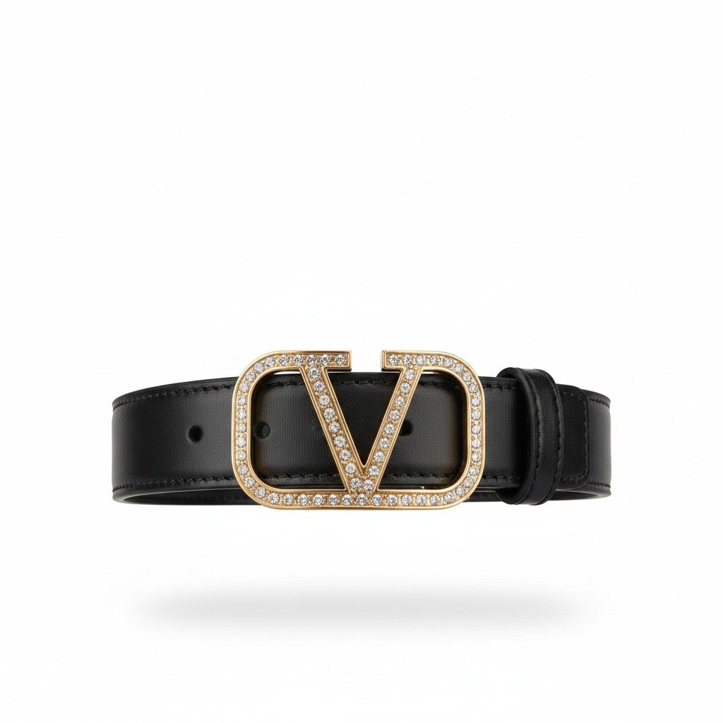 Valentino V Logo Luxury Reversible Belt Set ✨🖤 (Dual Buckle Edition)