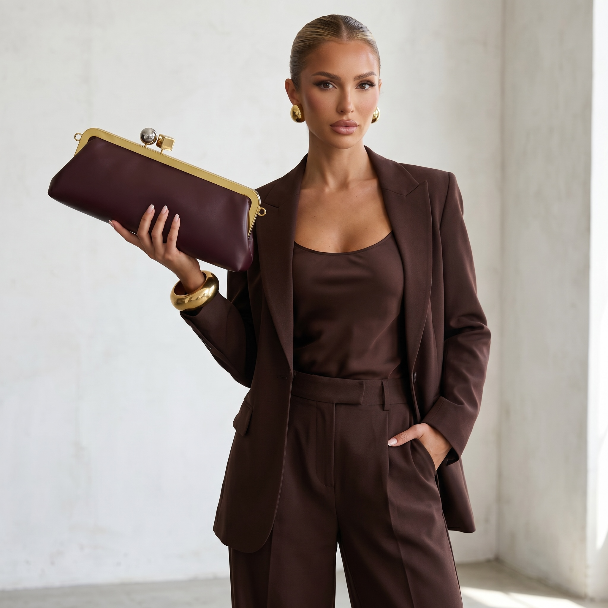 Jacquemus Bordeaux Leather Clutch Bag 🤎🍷✨