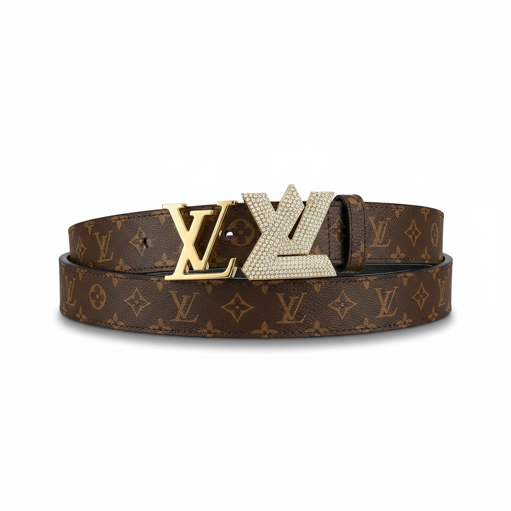 Louis Vuitton Monogram Reversible Belt (Gold & Iced LV Buckle) ✨🟤