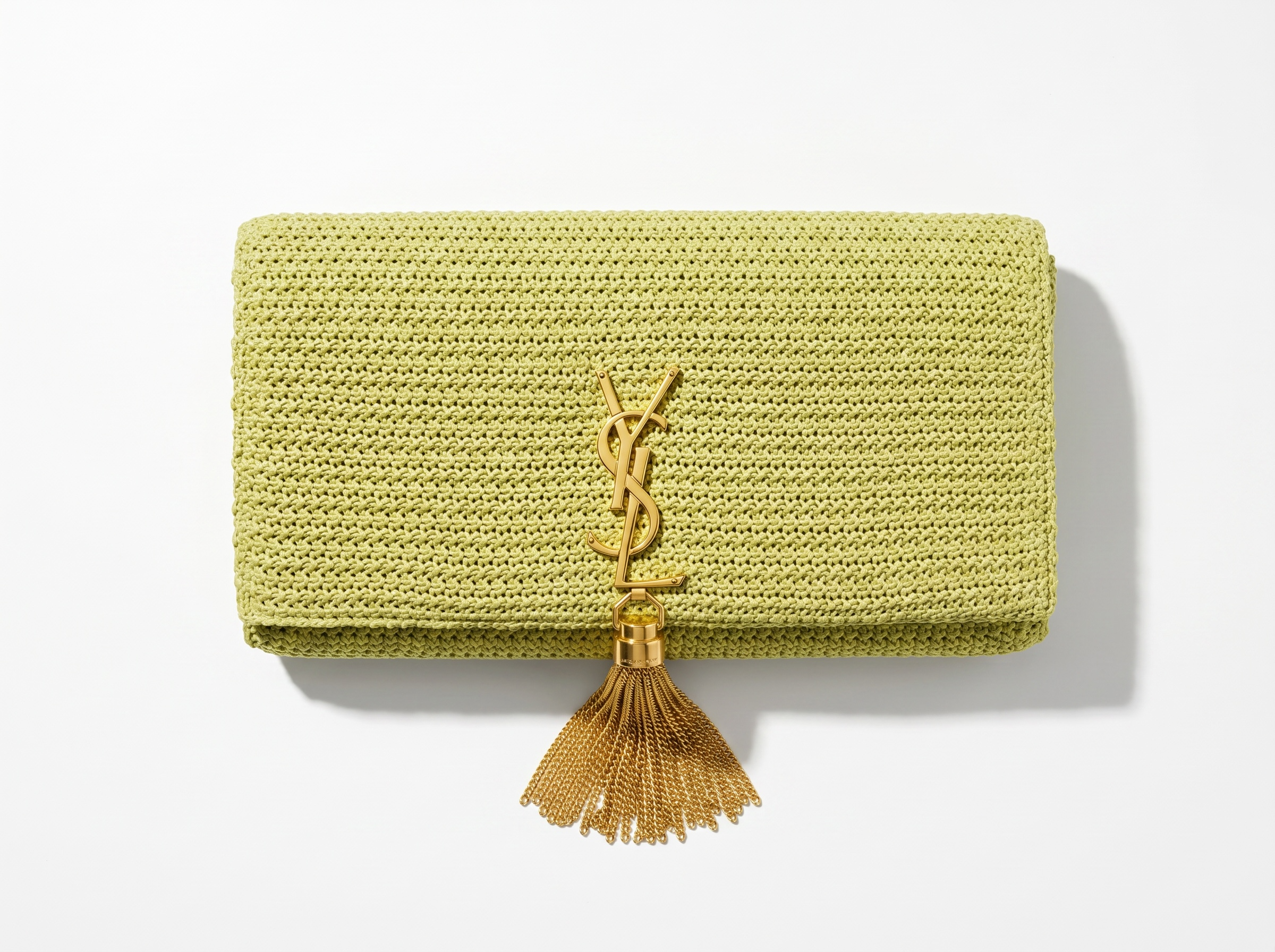 ✨ Saint Laurent Kate Raffia Tassel Clutch – Natural Beige Luxury Edition 🤍