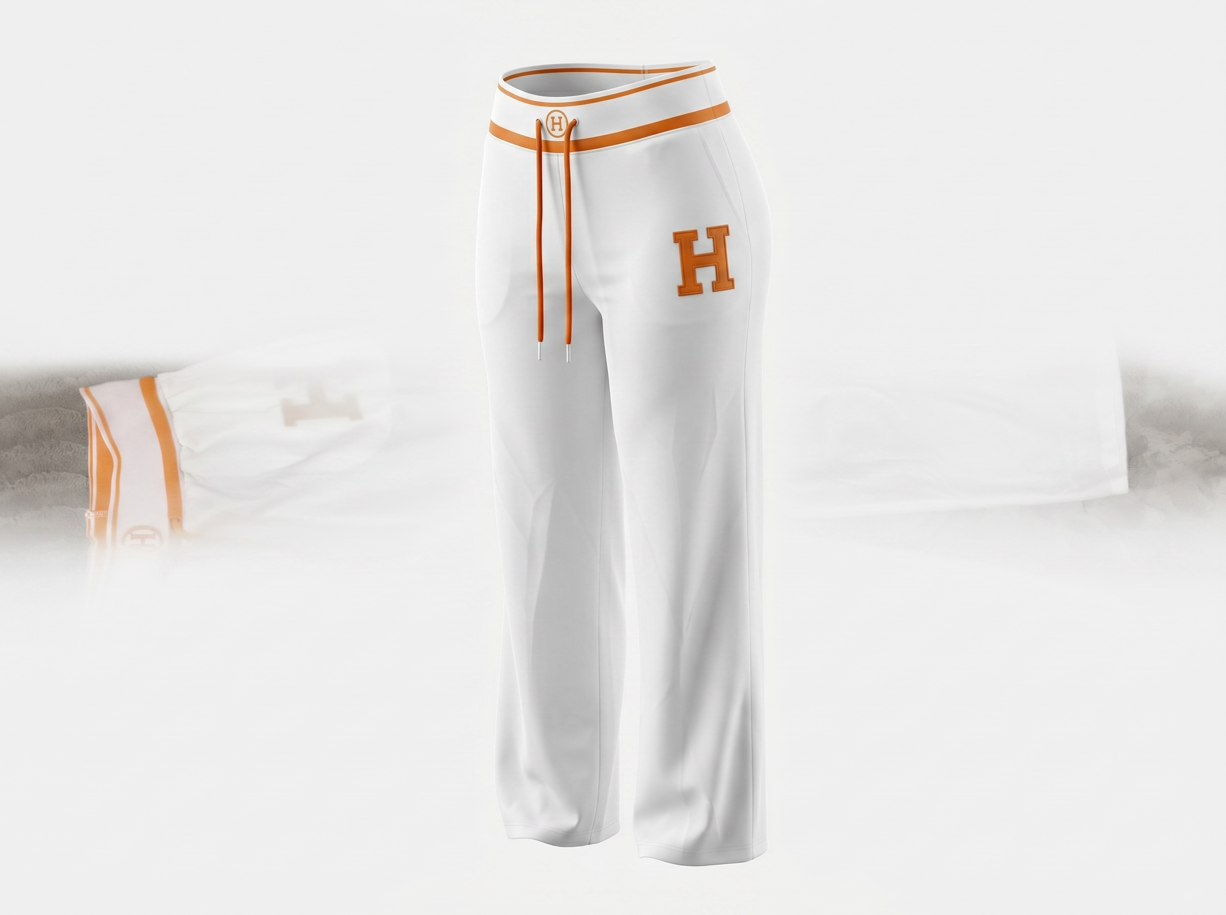Hermès White & Orange Logo Tracksuit Set 🤍🧡