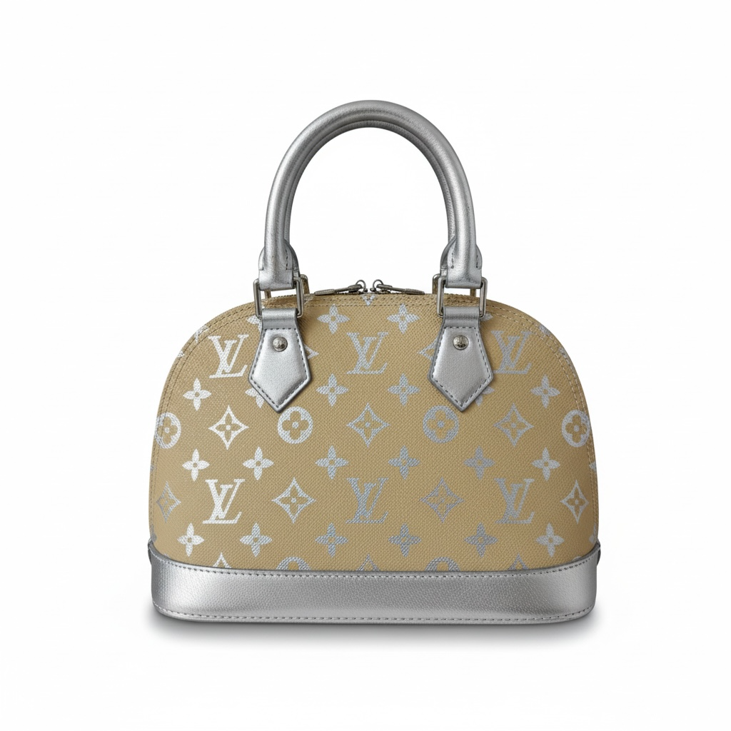 Louis Vuitton Monogram Mini Alma Bag – Beige & Silver Edition ✨🤍