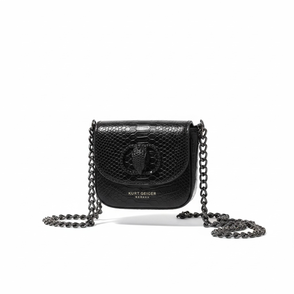 🖤 Kurt Geiger Black Snake-Embossed Eagle Crossbody Bag