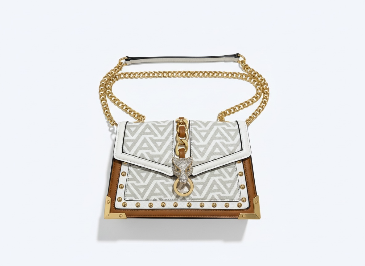 ALDO Leopard Head Chain Shoulder Bag – White & Gold 🐆✨ | Statement Chic