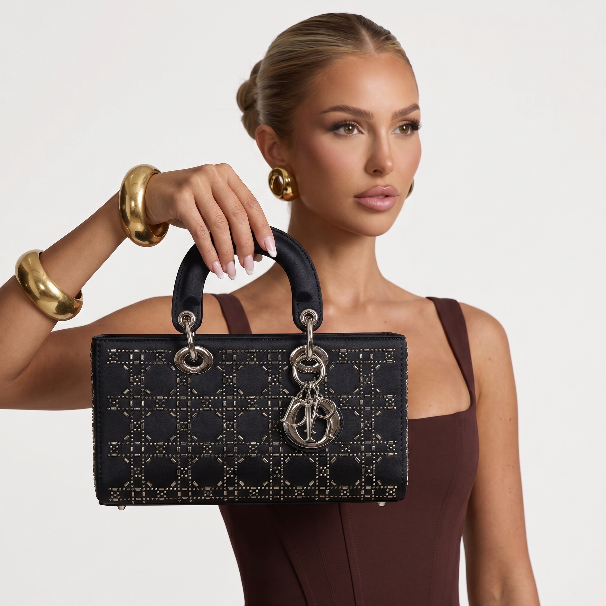 🖤 Dior Lady Dior Large Studded Cannage Bag – Black Edition 🖤