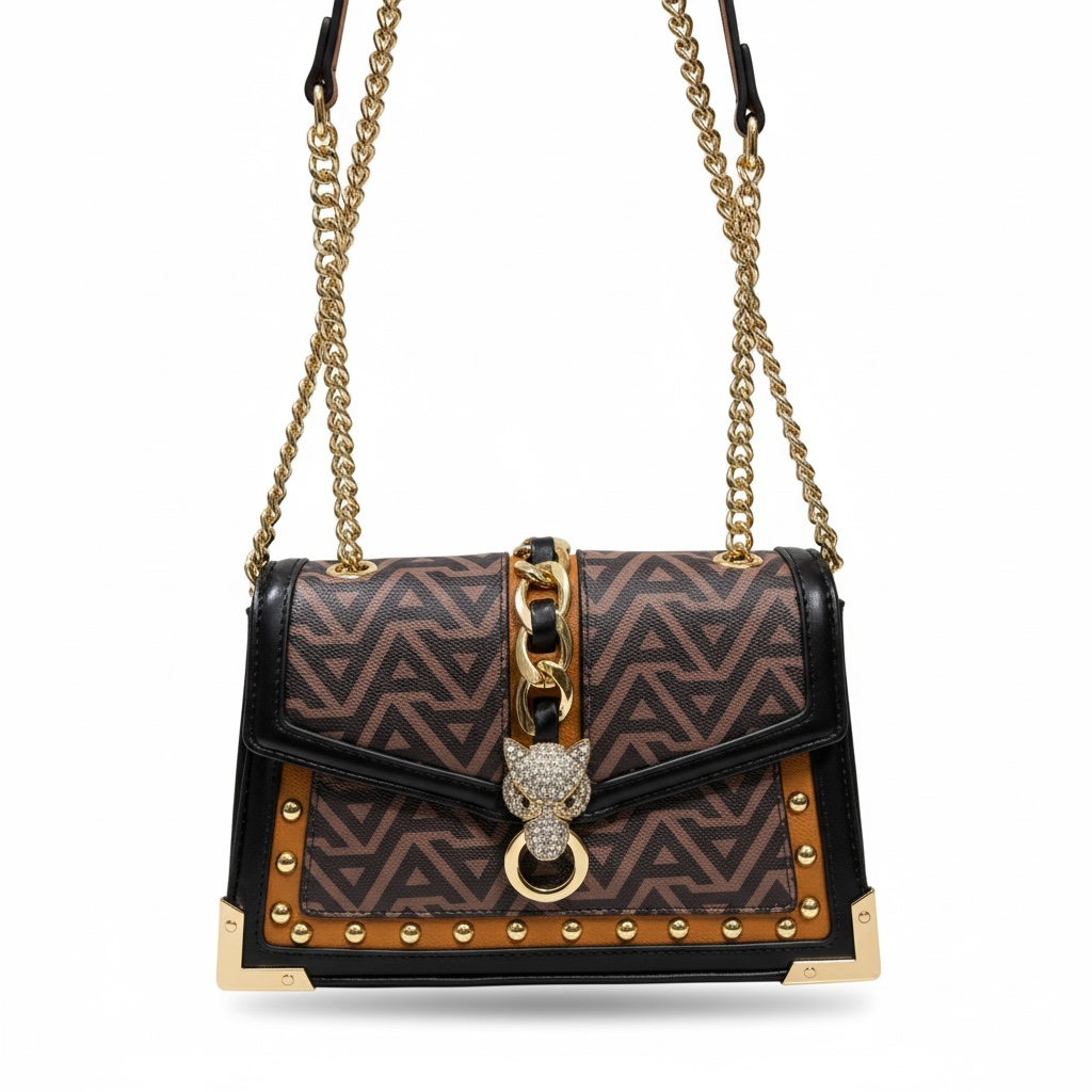 ALDO Leopard Head Chain Shoulder Bag – Brown Monogram 🐆🤎 | Bold Luxe Edge