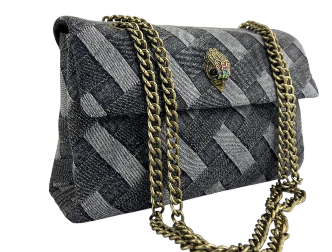 Kurt Geiger London Woven Denim Chain Bag – Charcoal Edition