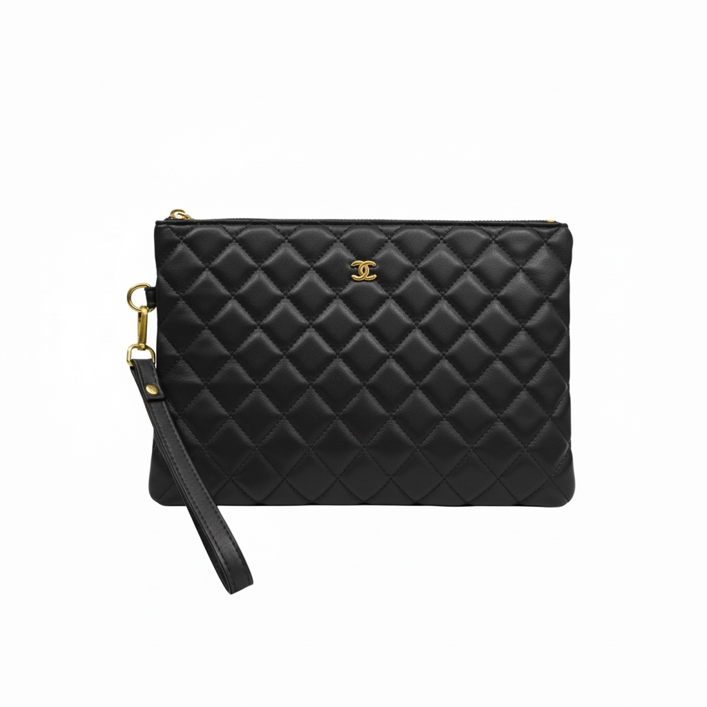 Chanel Quilted Wristlet Clutch – Classic Black 🖤✨